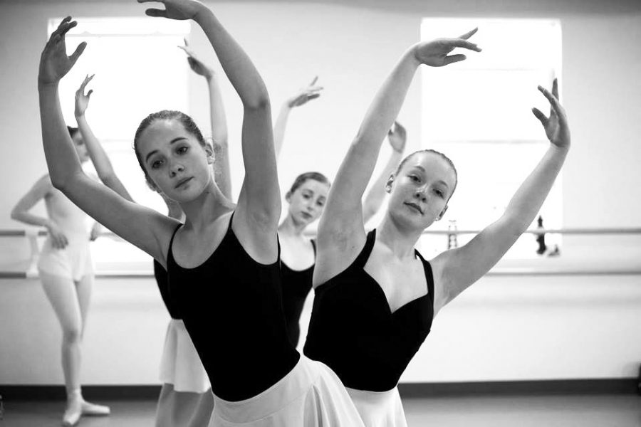  (Front to Back) Vermont Ballet Theater School dancers Allie Zouck, Katherine Lawton and Amy Katz rehearse for the troupe’s performance of “The Nutcracker.”  