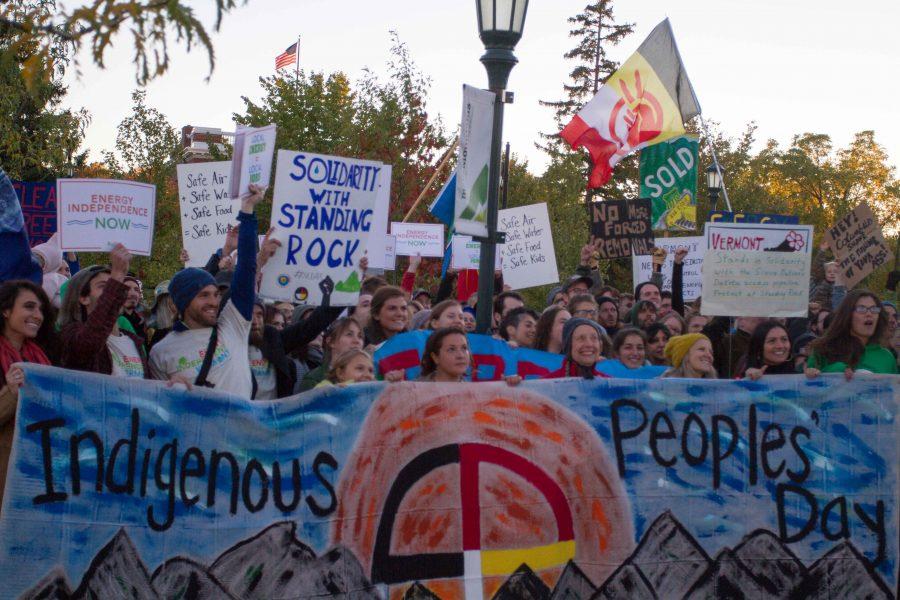 Protestors in front of the Davis Center 