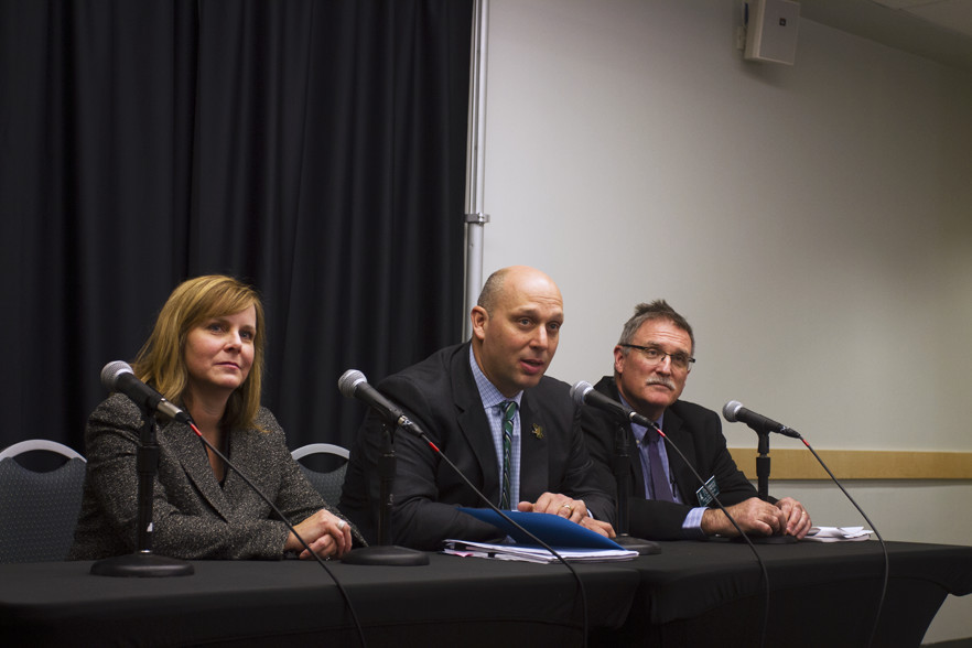 UVM athletic director Jeff Schulman discusses plans for the new on-campus multipurpose center at a board of trustees meeting in 2017.