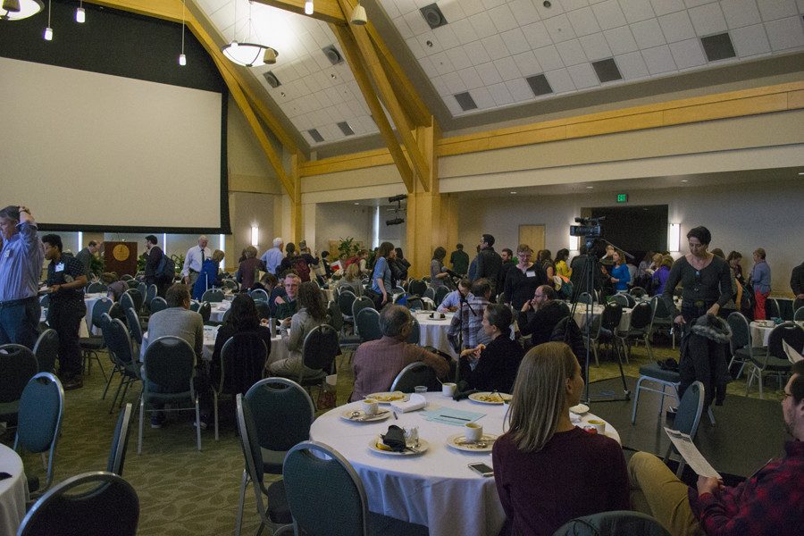 MAX MCCURDY/The Vermont Cynic
UVM students, faculty and Burlington community members gather for the 10th annual  Blackboard Jungle Symposium March 31 in the Silver Maple Ballroom. 