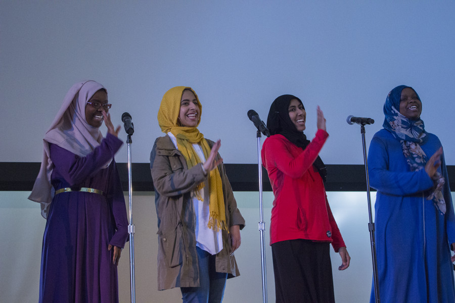 AUTUMN LEE | The Vermont Cynic
Muslim Girls Making Change performs at the 12th annual Dismantling Rape Culture Conference April 13. The conference was organized by the UVM Women’s Center.
