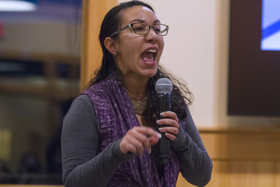 Kesha Ram speaks at the Women in Leadership Summit in 2017. Ram is set to be the first woman of color in the Vt. State Senate and will vote in the electoral college this November.