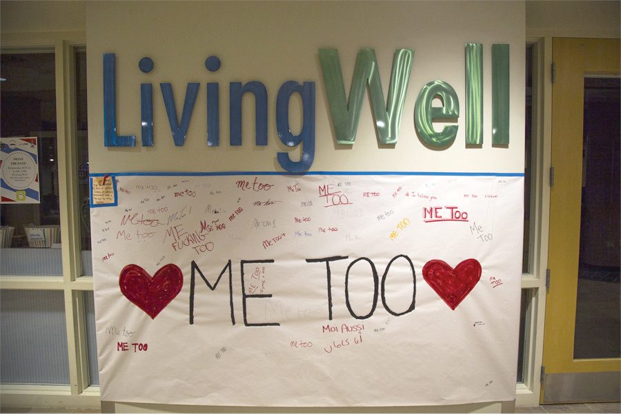 A #meToo sign outside Living Well that allowed students to sign about their own #meToo stories.