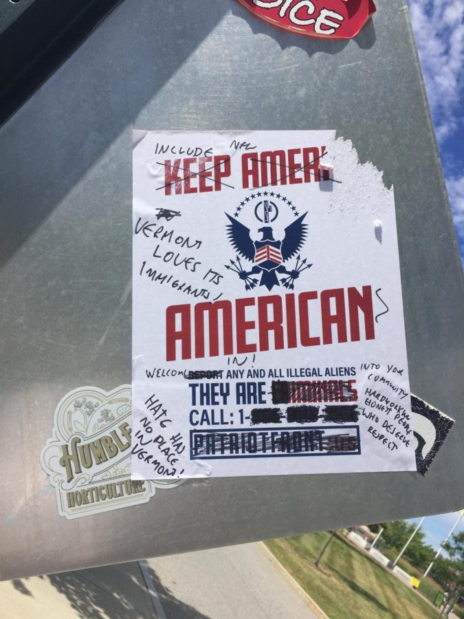 A Patriot Front sticker found outside the Davis Center August 27, 2019. 