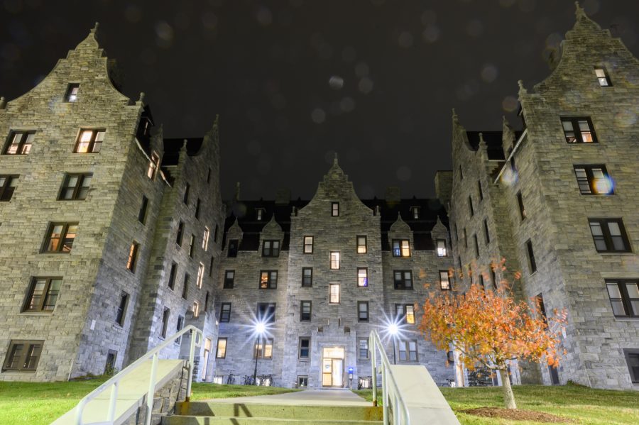 Converse Residence Hall stands against the weather as rain begins to fall, Oct. 23. Converse is considered to be haunted by some students.