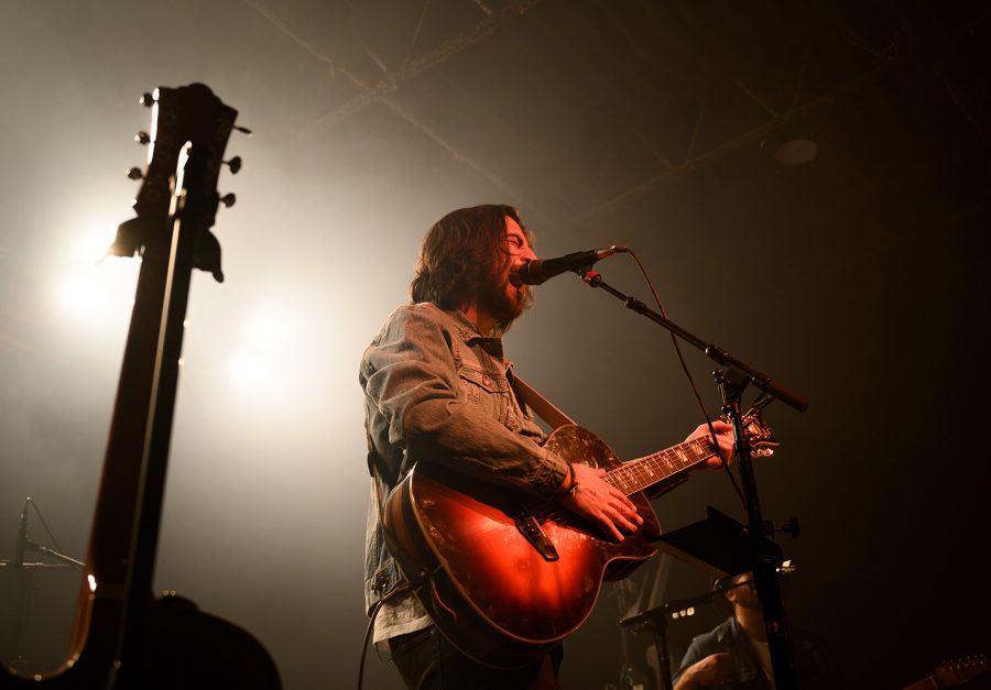 Noah Kahan performs on stage at the Higher Ground Ballroom, Oct. 10. The show, which sold out, was a part of Kahan’s “Busyhead” tour.