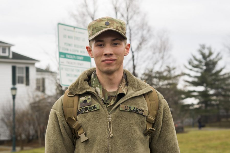Sophomore Joey Henrikson stands in the parking lot of the Army ROTC building, Jan. 16. Army ROTC has scholarships available for both college-bound highschool students and currently enrolled college students.