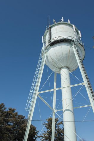 The watertower on Redstone campus sits on land owned by the city of Burlington, Feb. 22. The tower doubles as an AT&T cell tower.