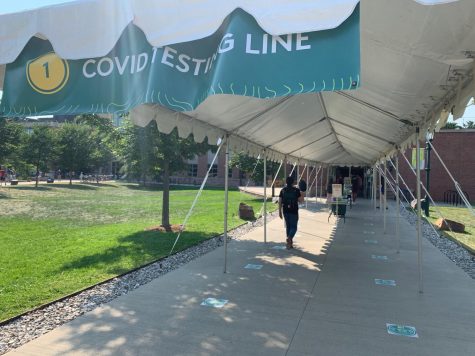 In the second week of the fall 2020 semester, students trickle into the Davis Center for their mandatory weekly COVID-19 test. 