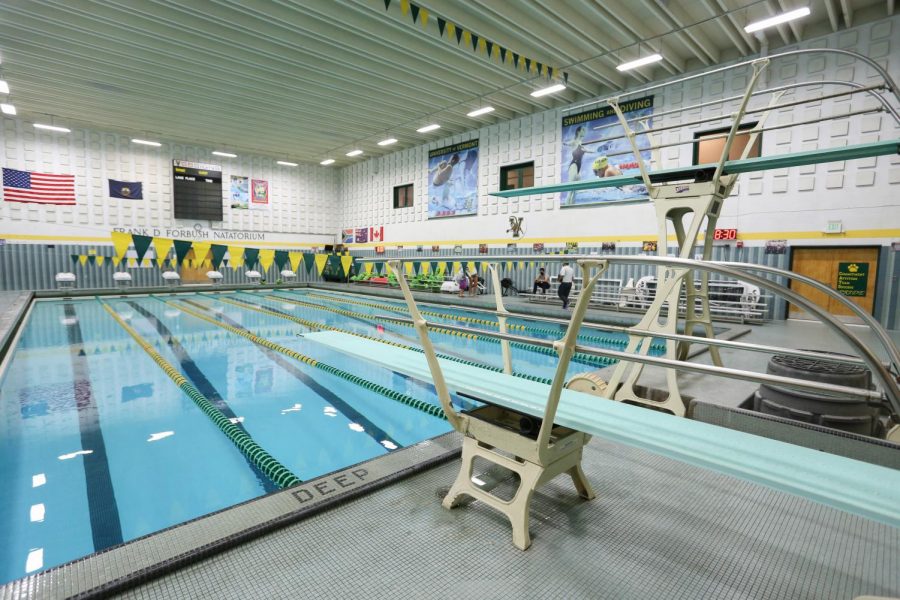 The UVM swimming pool lays empty and still in the Patrick Gym, Sept. 17.