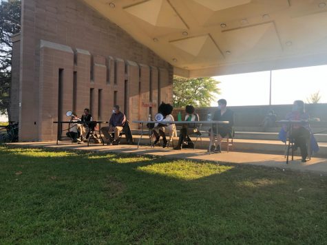 Panelists from the Burlington and UVM community discuss environmental racism at a Battery Park event Sept. 21.