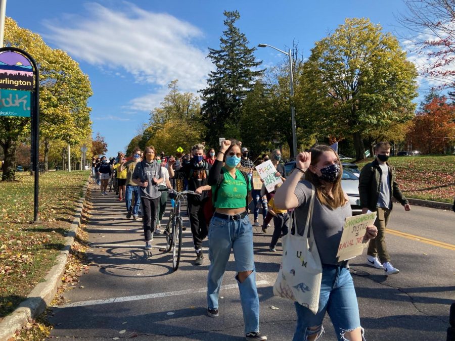 Students march down Main Street during the climate strike Oct. 23.