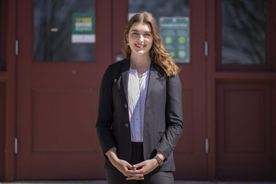 Sophomore Olivja Stephens stands outside Williams Hall April 3. Stephens won the seat for next years SGA Vice President on April 1.