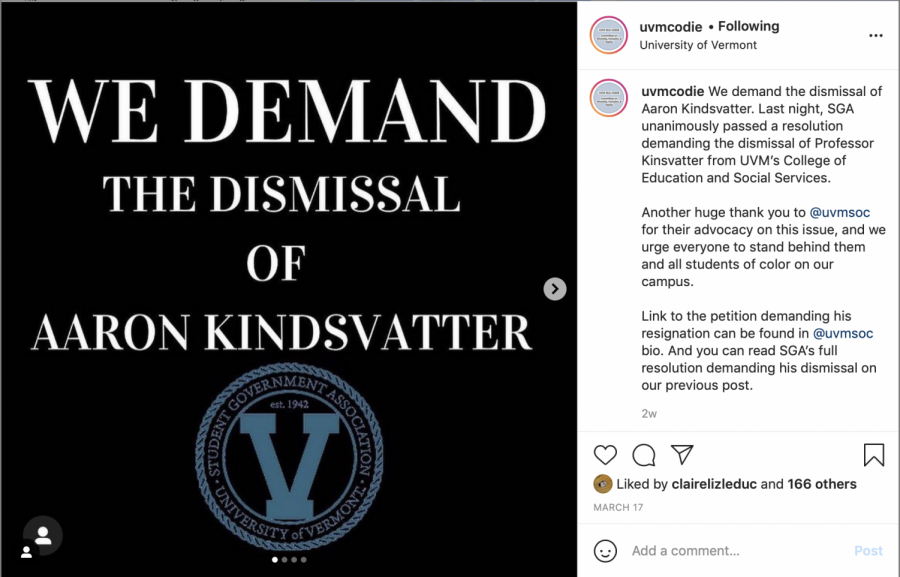 UVMs Student Government Association openly called on University administrators to fire the Professor Aaron Kindsvatter.
