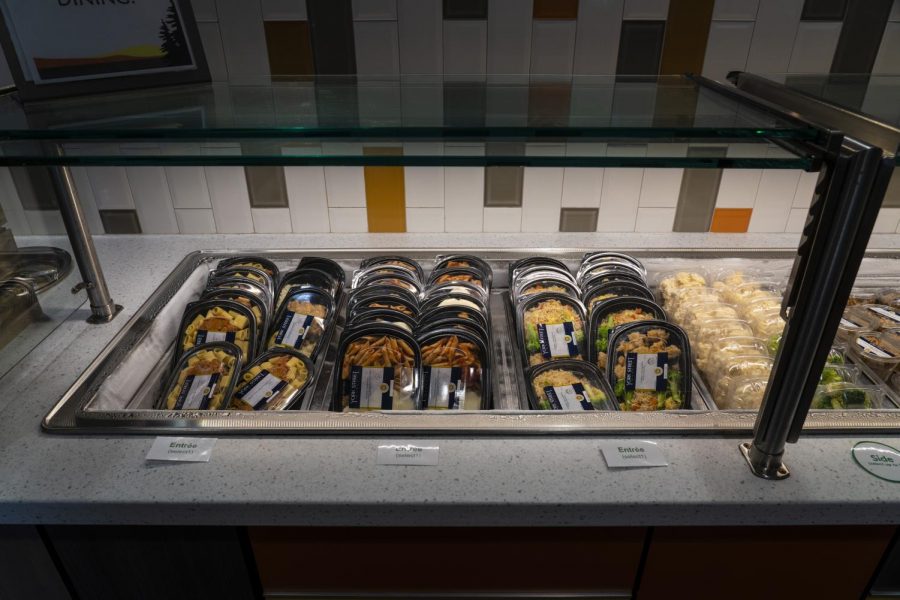 Packaged entrees at Northside Dining Hall wait to be purchased by students Sept. 9.