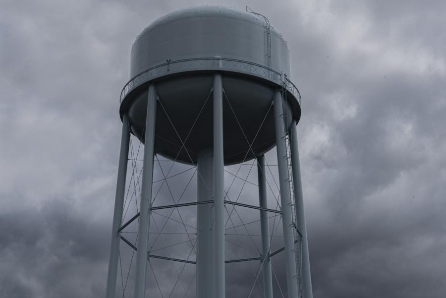 The freshly-painted water tower stands tall Sept. 3.