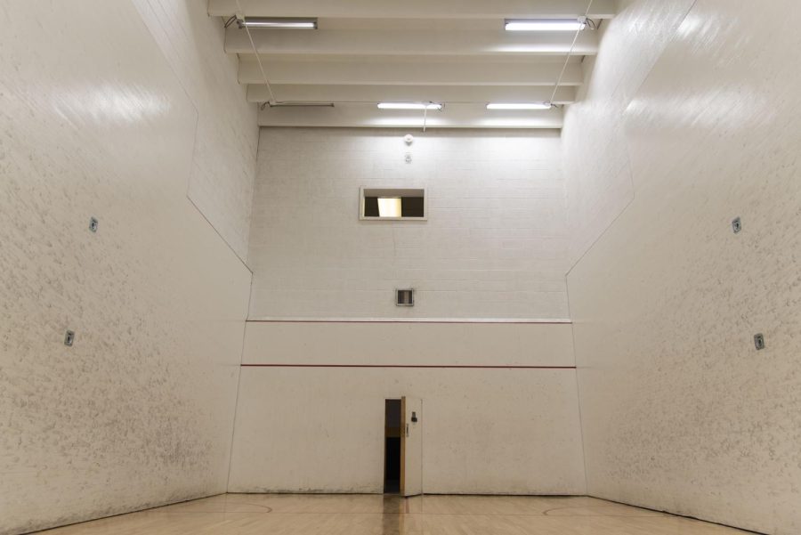 The racquetball courts in Patrick Gym are empty on Dec. 3.