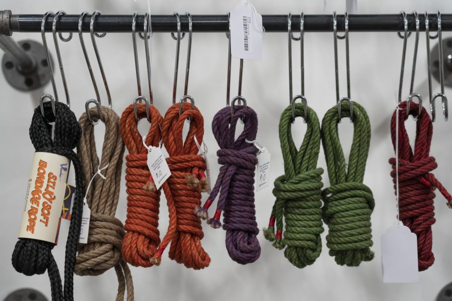 Multicolored ropes hang on display in Earth and Salt Dec. 3.