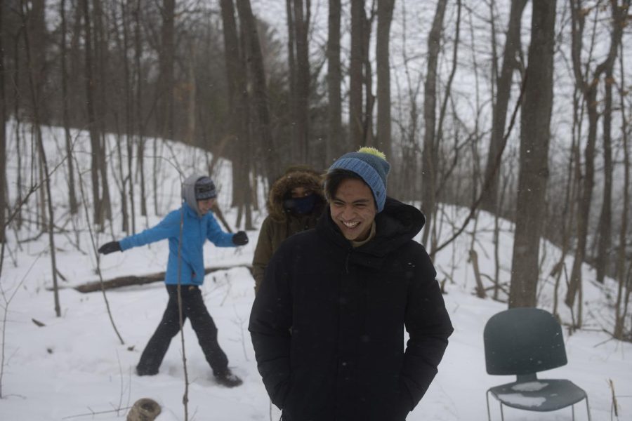 POCO leaders take advantage of the snowy weather in the wooded area behind Trinity campus on Jan. 28.