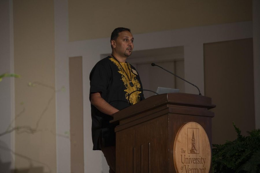 
(Mac Mansfield-Parisi): Amer Ahmed speaks at “Looking back and looking ahead: Manifesting the dream of inclusive Excellence,” on Jan. 24. Ahmed became the vice provost of diversity, equity and inclusion July 1, 2021. 

