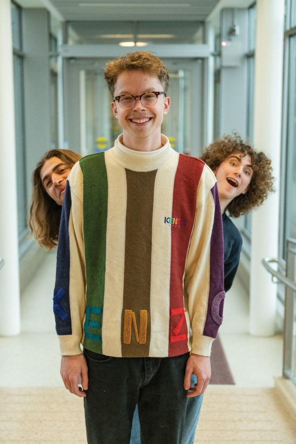 Psychedelic Science Club president Henry Schaer, a senior, poses in front of sophomore co-presidents Micah Bernat and Zach Grinspoon (left to right).