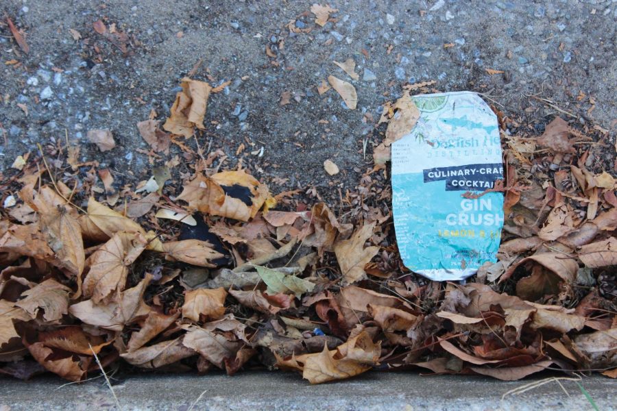 An alcoholic beverage can left on campus after Halloweekend Nov. 3. 
