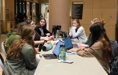 Members of the Disabled Student Union during their board member meeting in the Davis Center Atrium Nov. 13. 