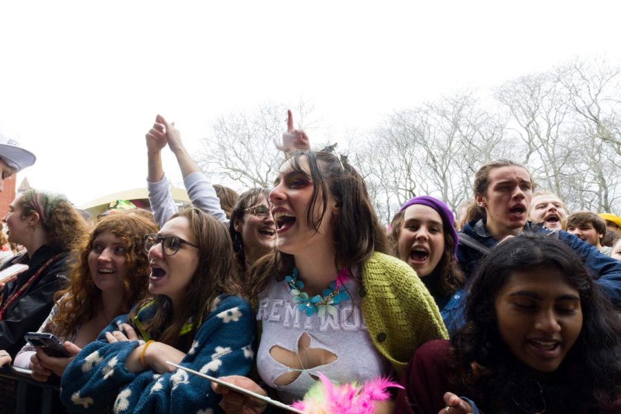 Enthusiastic students cheer on Remi Wolf during her set.