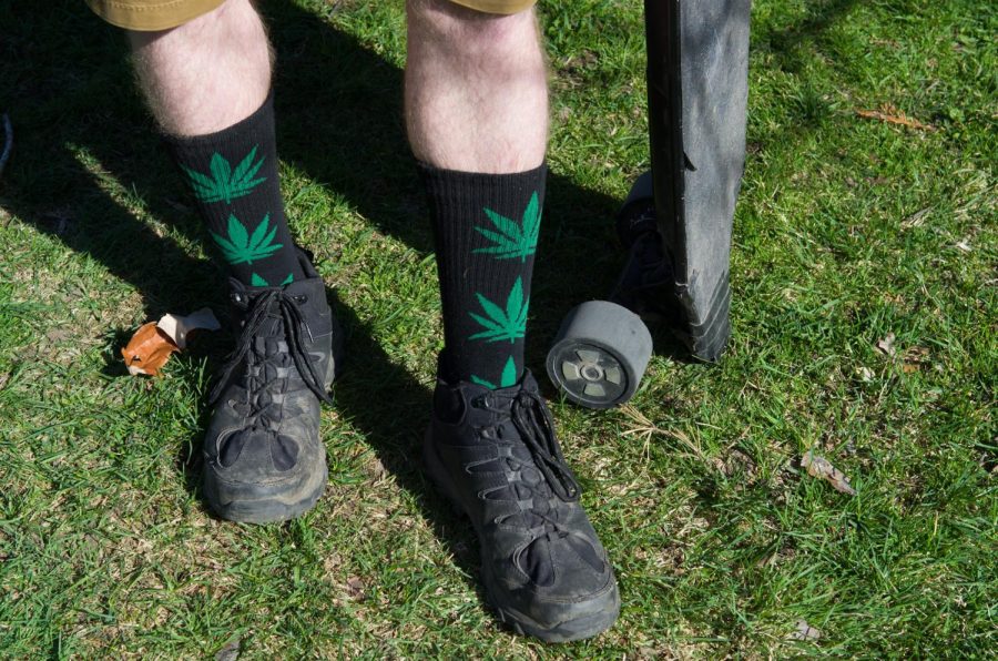 Cannabis themed socks worn by “Captain MARY-J” April 20.
