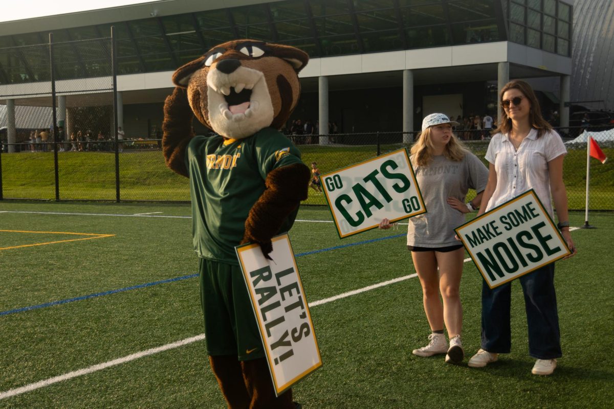 Rally Cat cheers on UVM athletics Sept. 1
