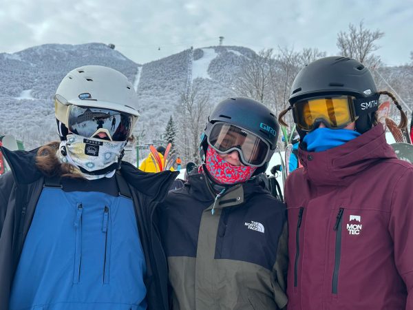 First-years Emily Eisenman, Kya Toms and Sofia Foote pose on the slopes at Jay Peak Feb. 3 