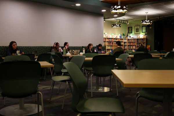 Students gather to eat and work in the renovated Brennan’s Pub Feb. 22