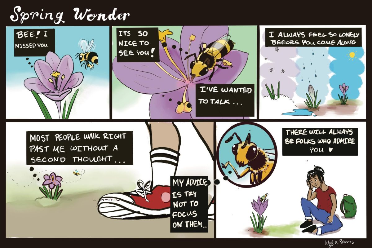 Wylies comic featuring a conversation between a flower and a bee