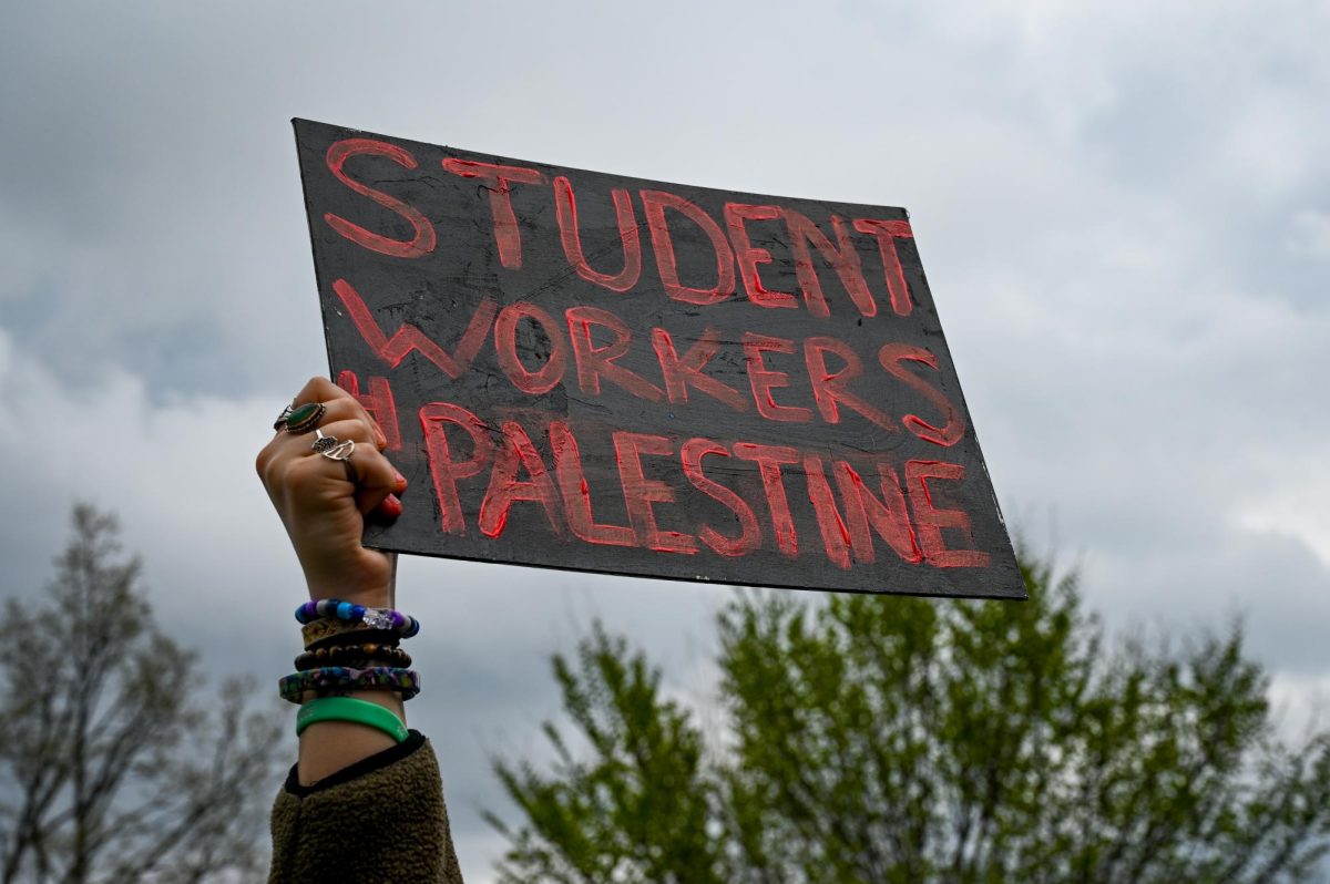 Undergraduate+student+workers+staged+a+walkout+in+support+of+Palestine.