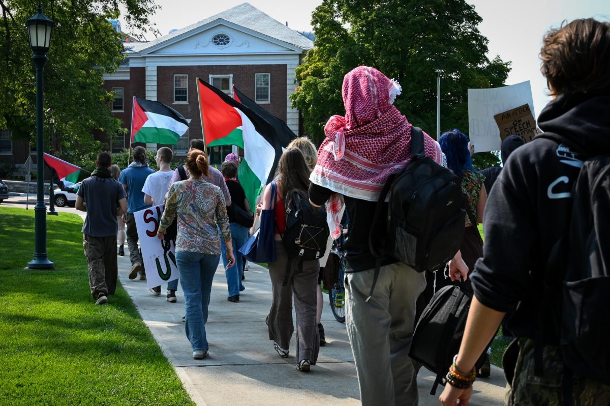 Students ended the rally at the steps of the Waterman Building Sept. 12.