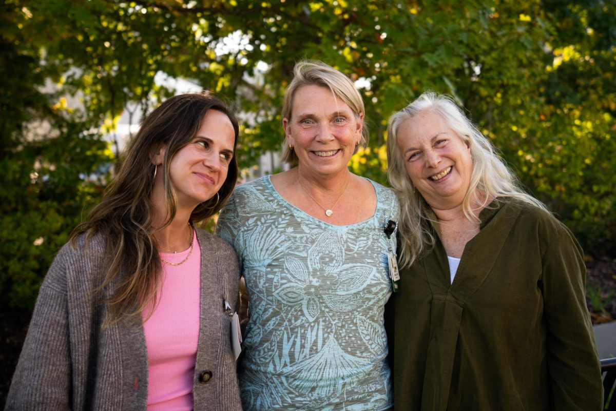 Program Coordinator Rachel Stanton (left) with Martha Churchill doula program founder (middle) and leadership member Lisa Gould Rubin (right) Sept. 30. 