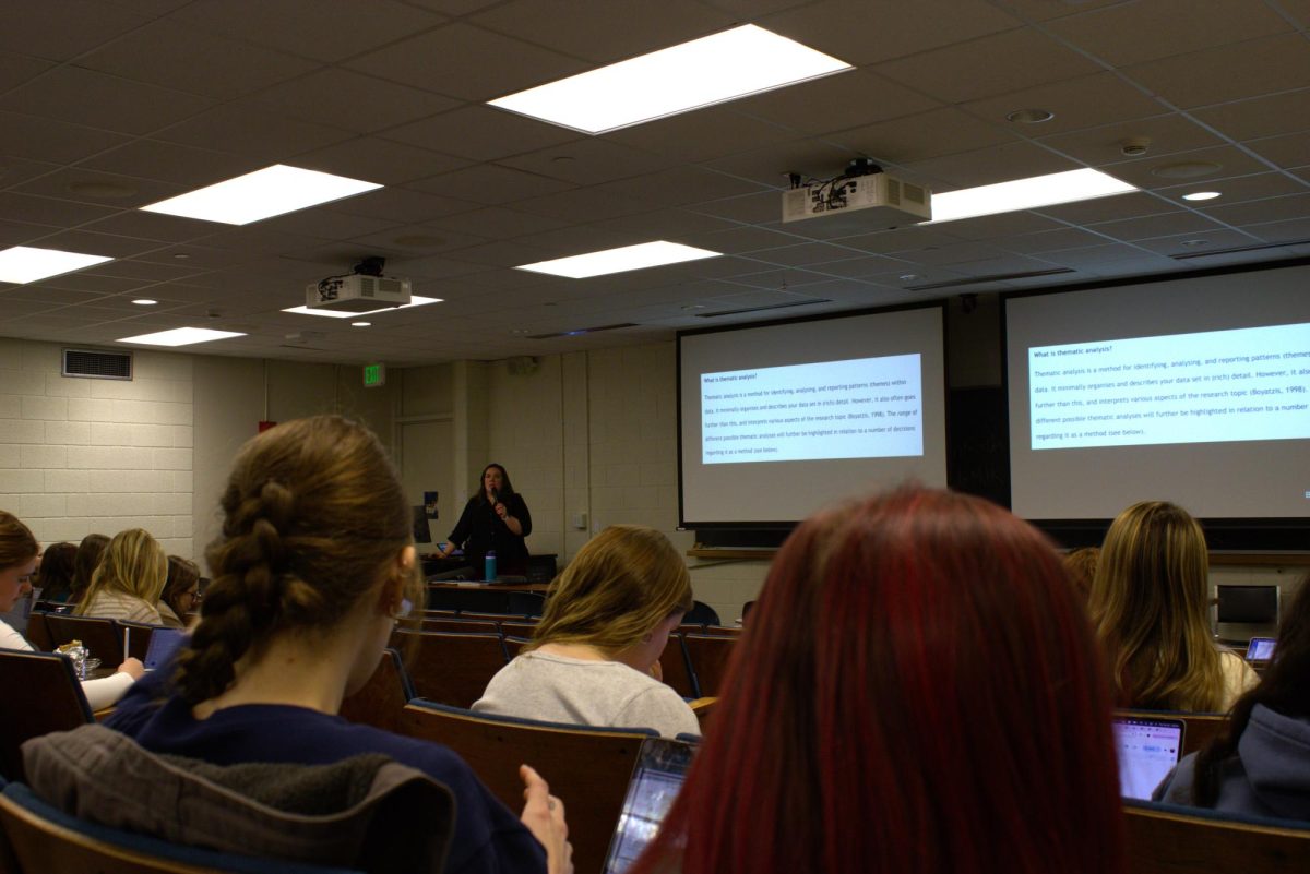 Kathleen Monforte, D.N.P., RN teaches Research in Nursing to undergrad students Feb. 19.
