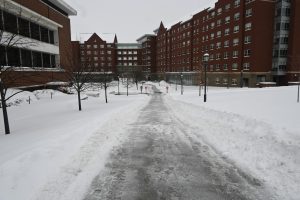 Central campus has a clear pathway Feb. 18.