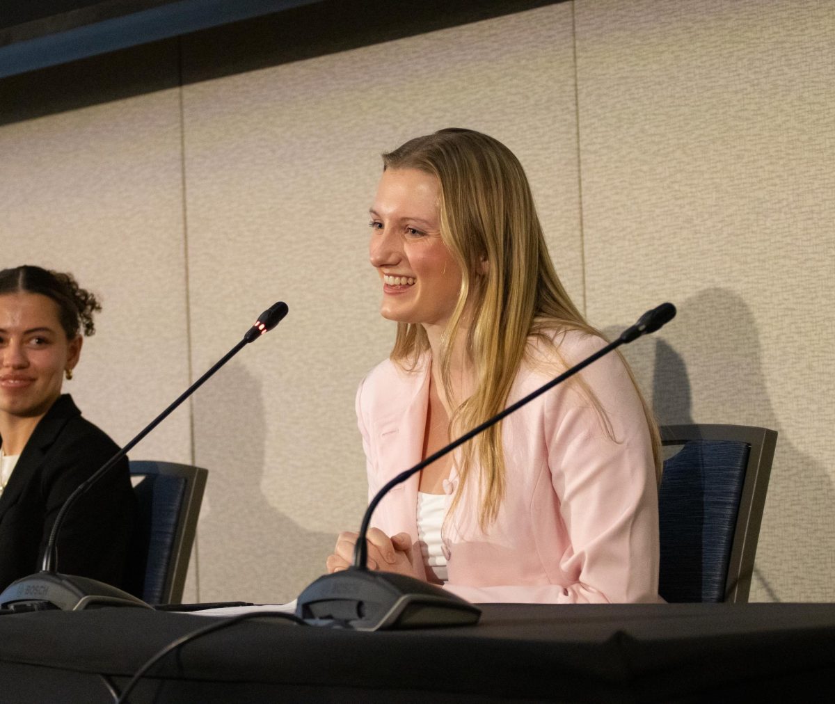 Kennedy Connors, current SGA speaker, at SGA presidential debate March 27.
