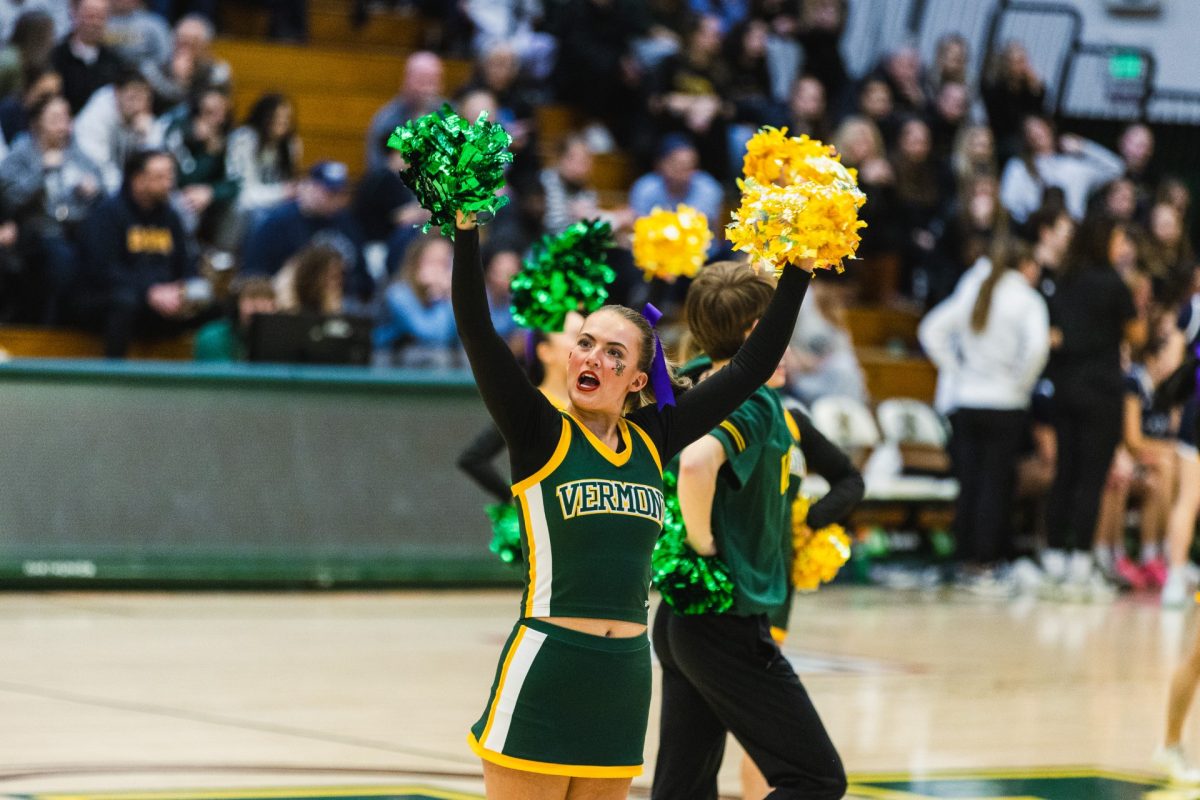 UVM Cheerleading performs three routines at every basketball game held at Patrick Gym. 