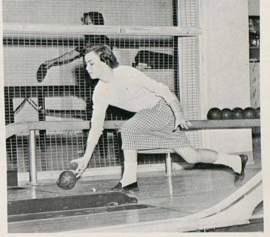 The bowling alley in Waterman, 1940s.