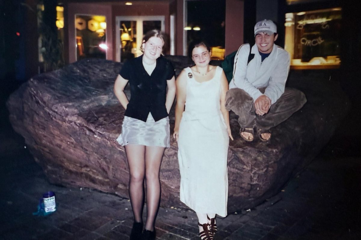 Robin Allen with friends on Church Street. 