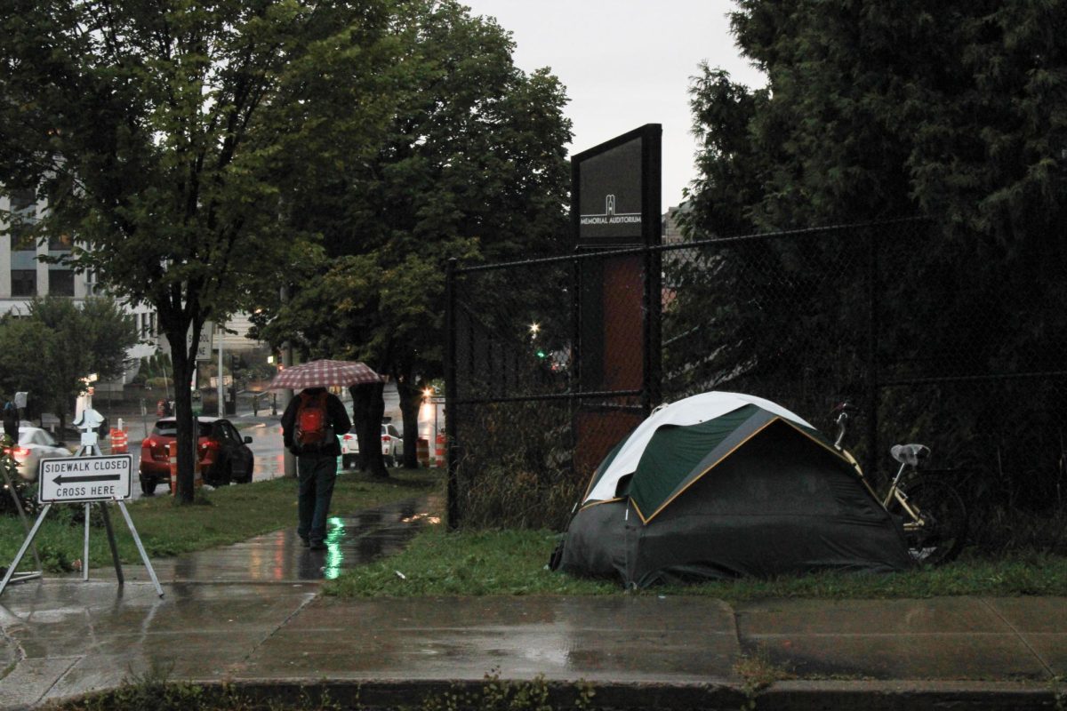 Tent on the corner of Main Street and South Union Street, Sept. 25.