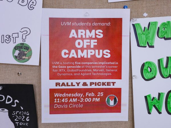 UVM SJP urges “Arms Off Campus” at career fair