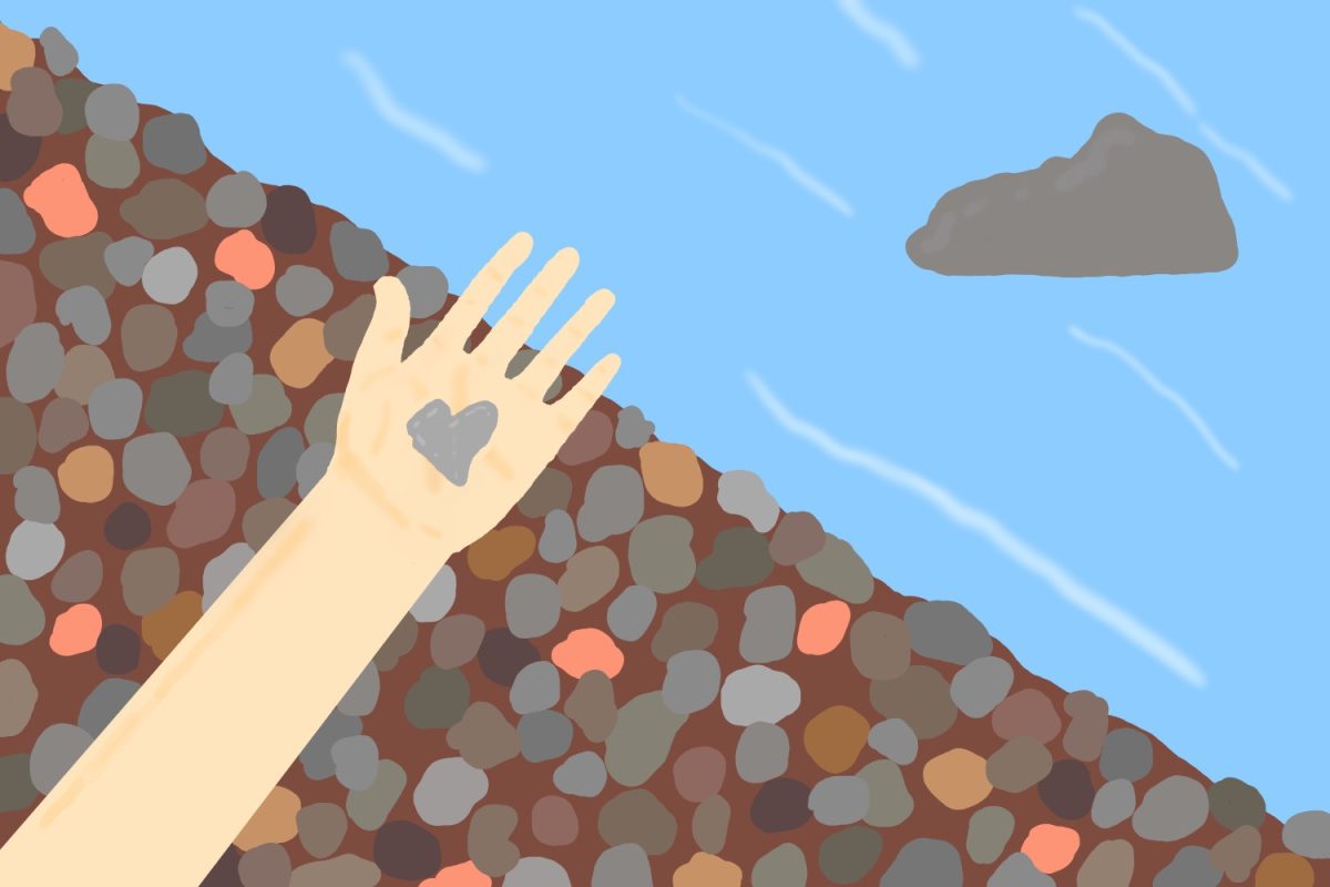 Heart rock by the riverside