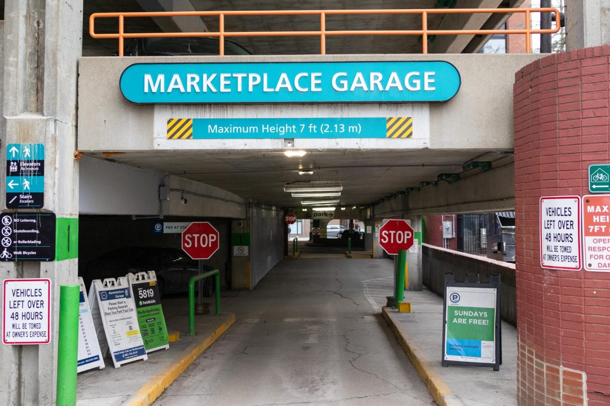 Marketplace Garage sits in the middle of downtown Burlington, where Food Not Bombs operates.