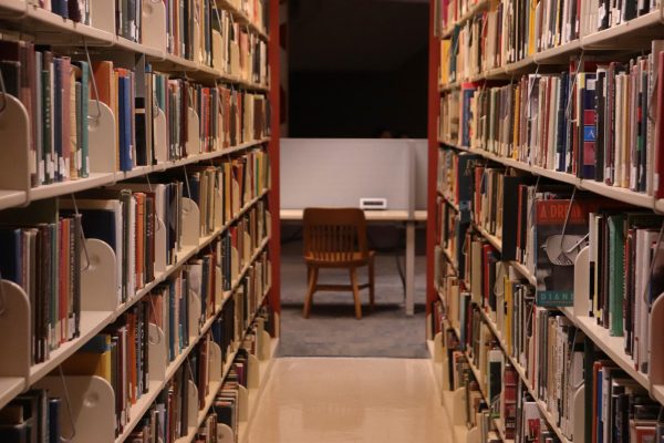 Many students do their school work in the library, April 19.